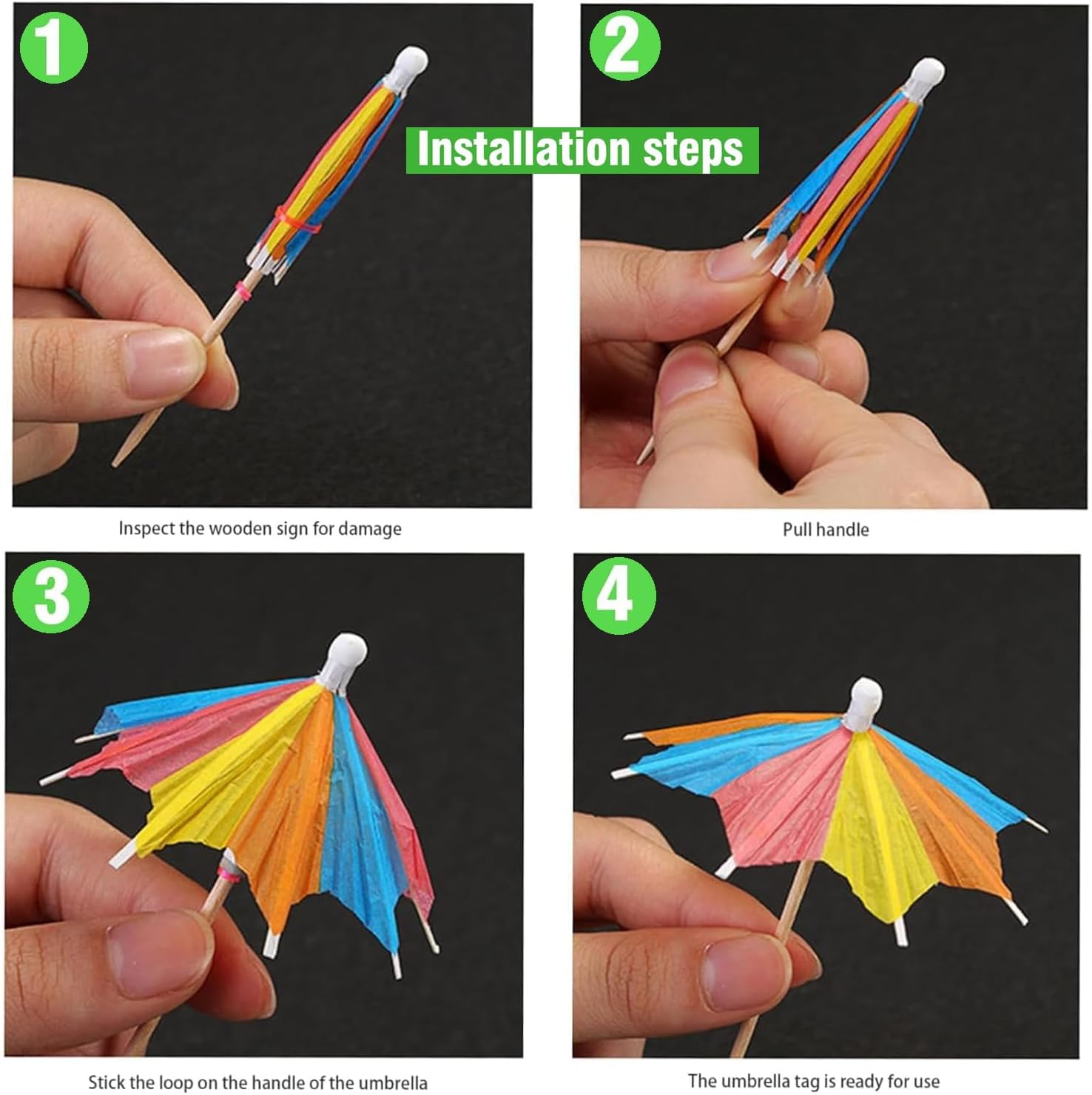 Yharnamite Cocktail Party Decorations, Paper Umbrella Sticks for Cocktails Drink Decorations, Biodegradable Straws for Drinks Wedding Party Hawaii Tropical Party Cocktail Accessories (70) image number 2