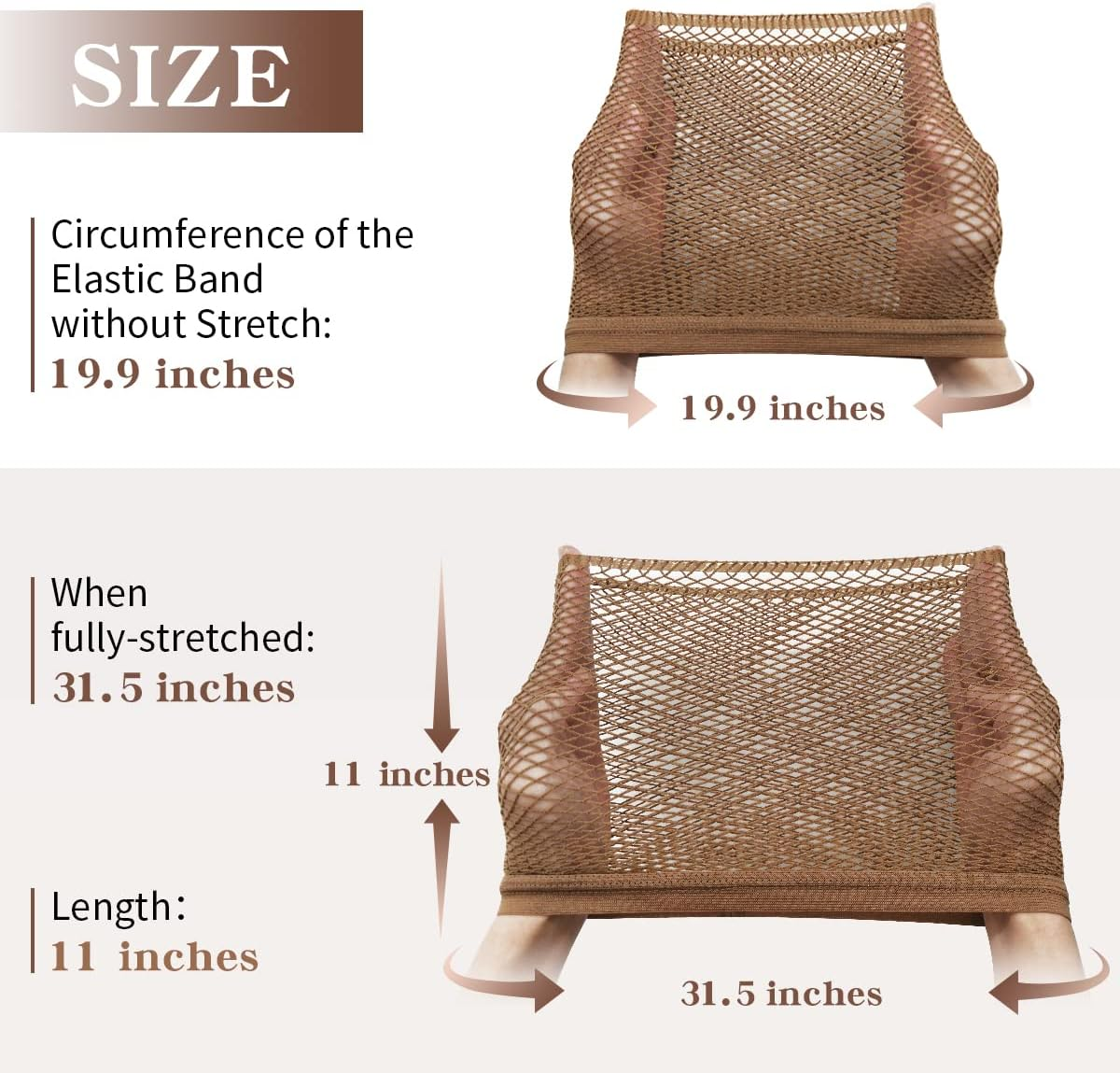 Dreamlover Hair Net for Wig, Brown Wig Cap for Long Hair, Mesh Wig Cap, 2 Pieces - Brown image number 2