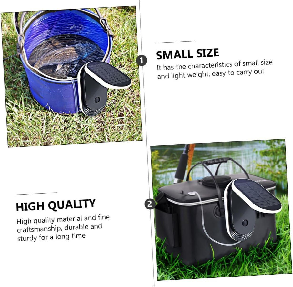 UKCOCO Solar Oxygen Aerator Pump with Copper Core and Built Lithium Battery Portable Hydroponic and Air Pump for Outdoor Use Wear-Resistant Emergency Oxygen Supply image number 5