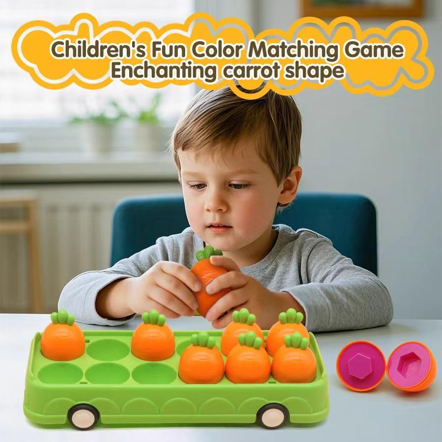 Montessori Carrot Matching Educational Toys Gift Age 1-3+ Early Education Training Toys for 1/2/3/4/5 Year Old Children Color Shape Sorting Learning Set Carrot Toy for Baby Toddler image number 6