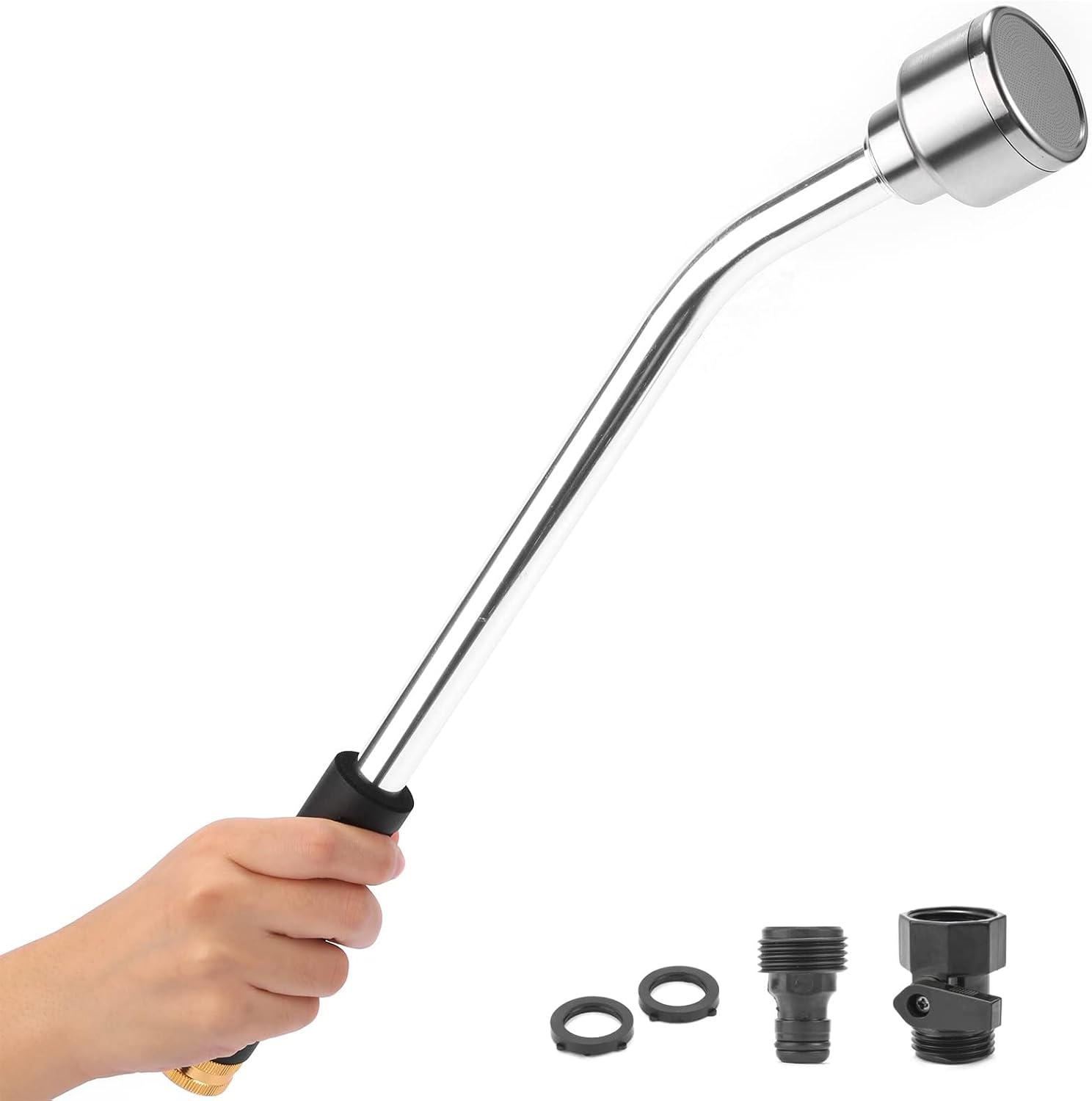 18-Inch Soft Rain Watering Wand with Shut off Valve, Lightweight and Durable Metal Gentle Watering Wand Perfect for Hanging Baskets, Planters, Garden, Shrubs and Seedbed image number 2