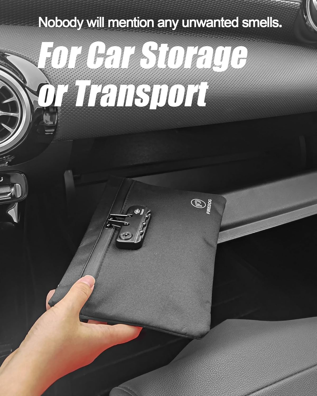 FIREDOG Smell Proof Bags, Smell Proof Pouch with Lock for Travel Storage (9.5 X 6.5 Inch, Black) image number 2