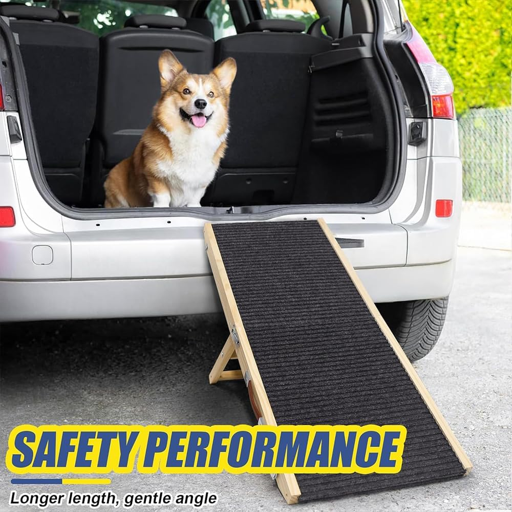 Folding Wooden Dog Ramp for Bed, Sofa & Car &ndash; Lightweight, Non-Slip, Portable Pet Ramp for Small to Medium Dogs &ndash; Easy to Store & Carry image number 2