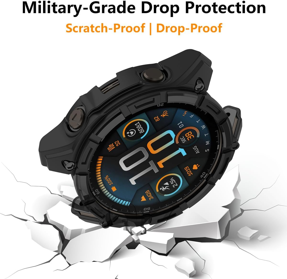 HOMTERN Case for Garmin Fenix 8 47MM AMOLED or Solar Sapphire,Flexible Silicone Armor Cover Shell Shockproof Scratch-Proof Drop-Proof Protector Case (47Mm Solar) image number 3