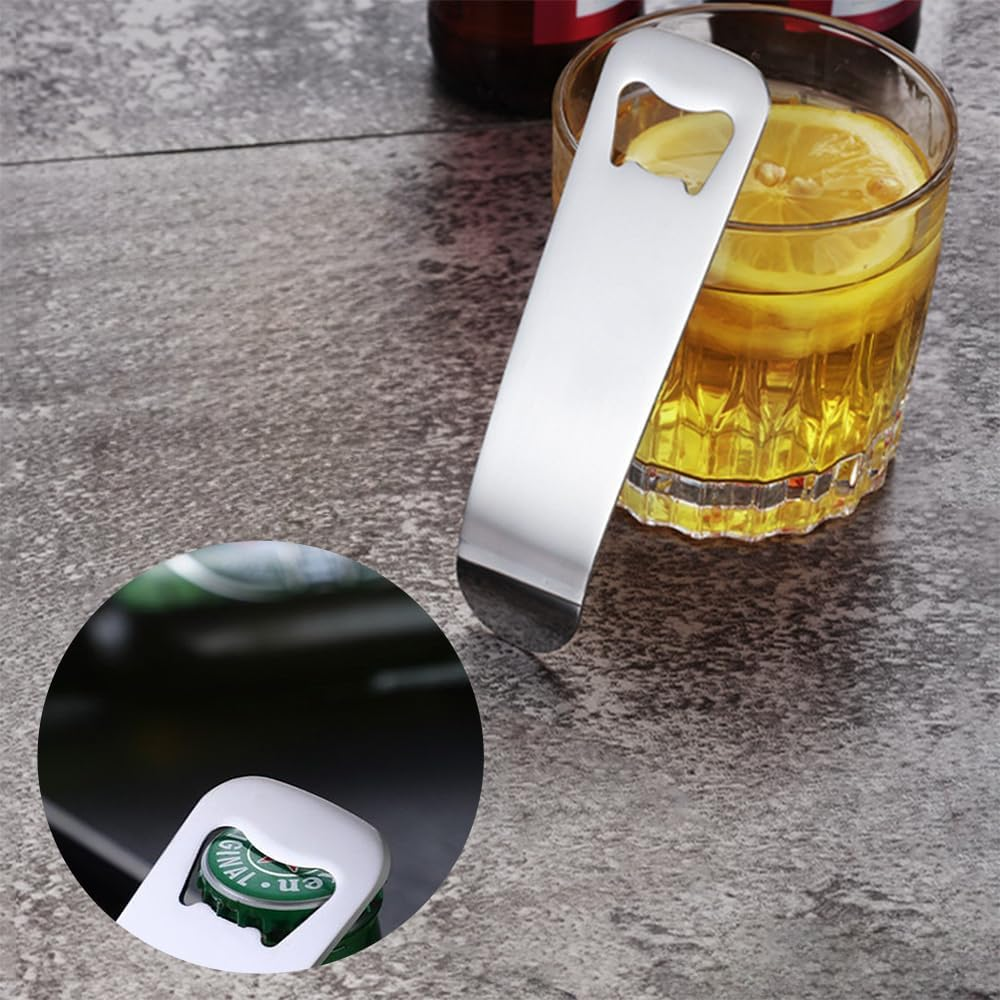 Stainless Steel Beer Openers, Beverage Bottle Openers, Flat and Simple Bottle Lifters. 2 Pack