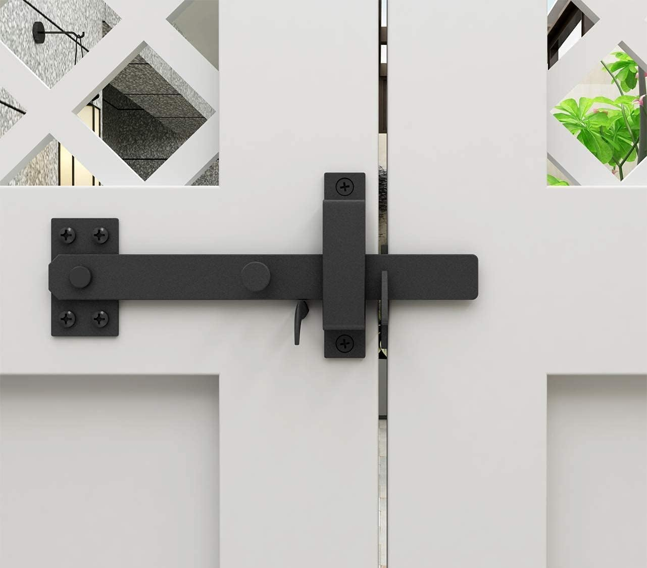 JUBEST Heavy Duty Gate Latch, Two Sided Gate Latch, Gate Latches for Outdoor Fence, Wooden Gates, Pool Gate, Backyard, Garden, Black image number 3