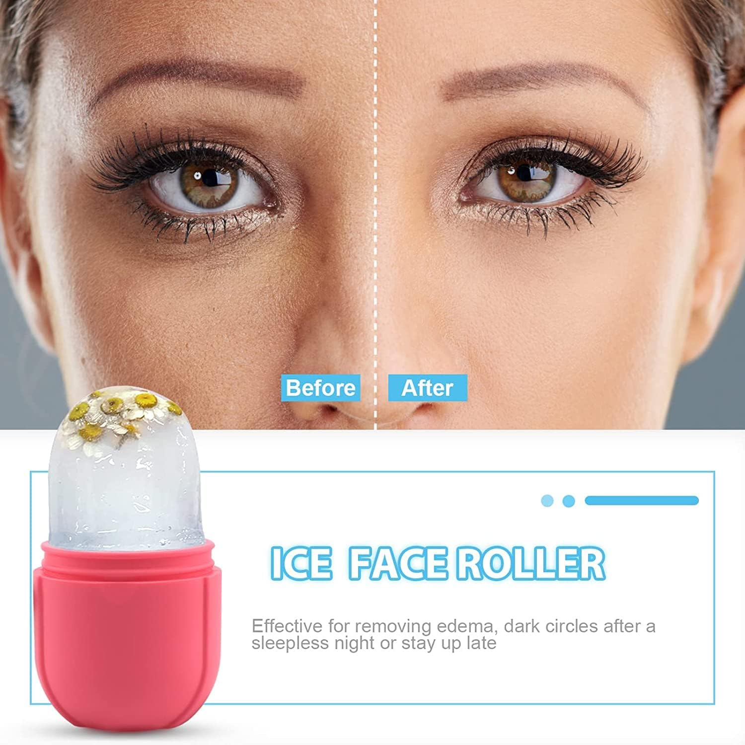 Mini Beauty Ice Face, Ice Mold for Face, Reusable Ice Face Mold, Face Ice Holder Ice Roller for Face and Eye (Pink) image number 1