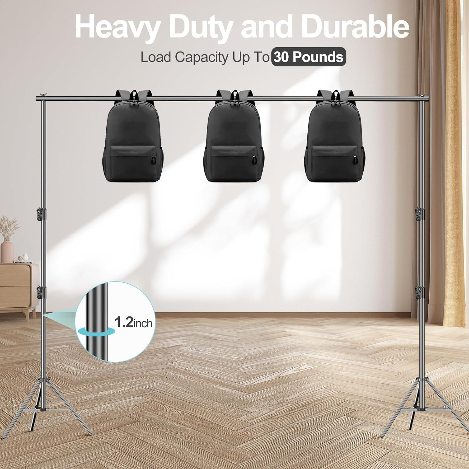 EMART Photo Video Studio Backdrop Stand, 9X10Ft (2.8X3M) Heavy Duty Adjustable Photography Muslin Background Support System Kit image number 4
