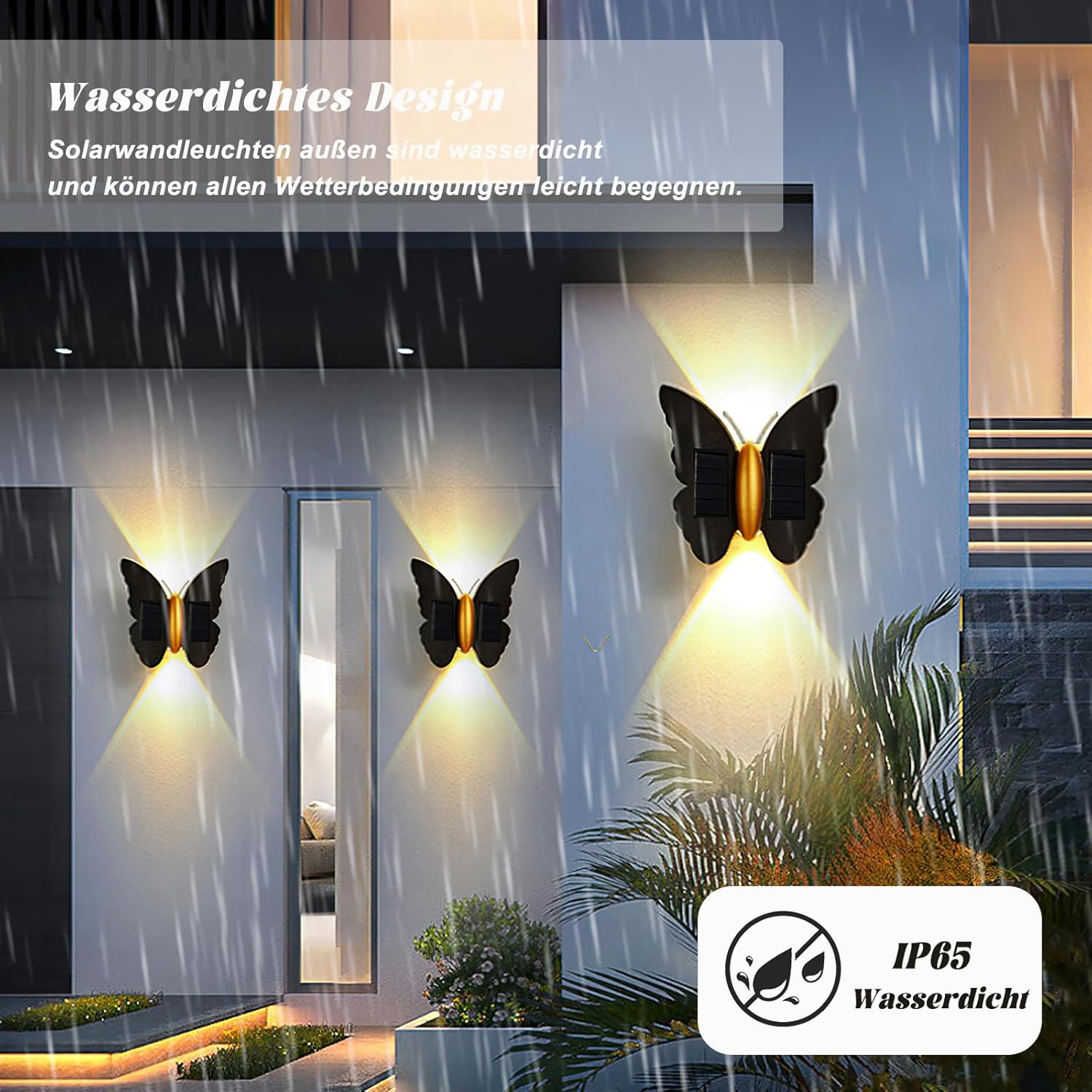 Solar Wall Light, LED Butterfly Outdoor Wall Light, Waterproof Outdoor Lighting, Suitable for Garden Wall Lighting, Garage, Door Outdoor Wall Lighting, the Ideal Gift (White Light) image number 6