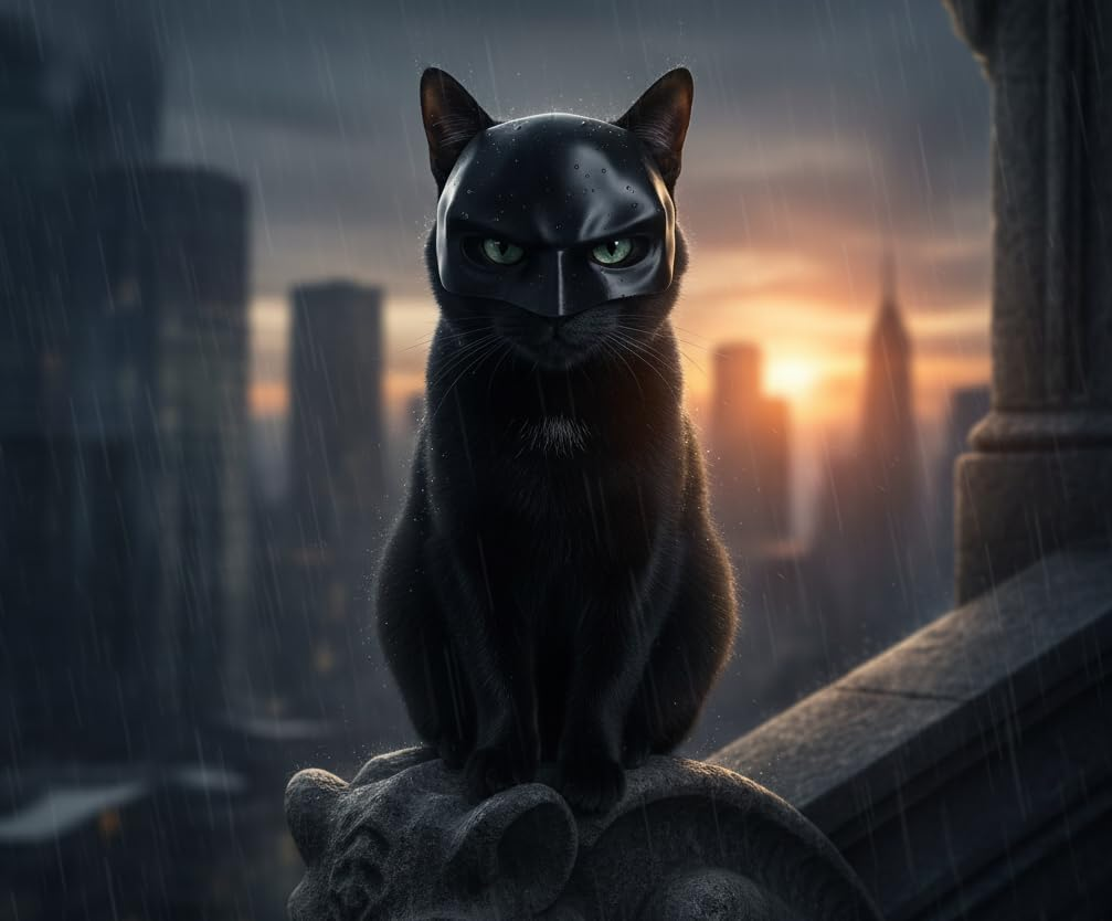 3D Vikings Batcat Mask - Funny Black Bat Mask for Cats Pet Costume for Halloween or Everyday Fun