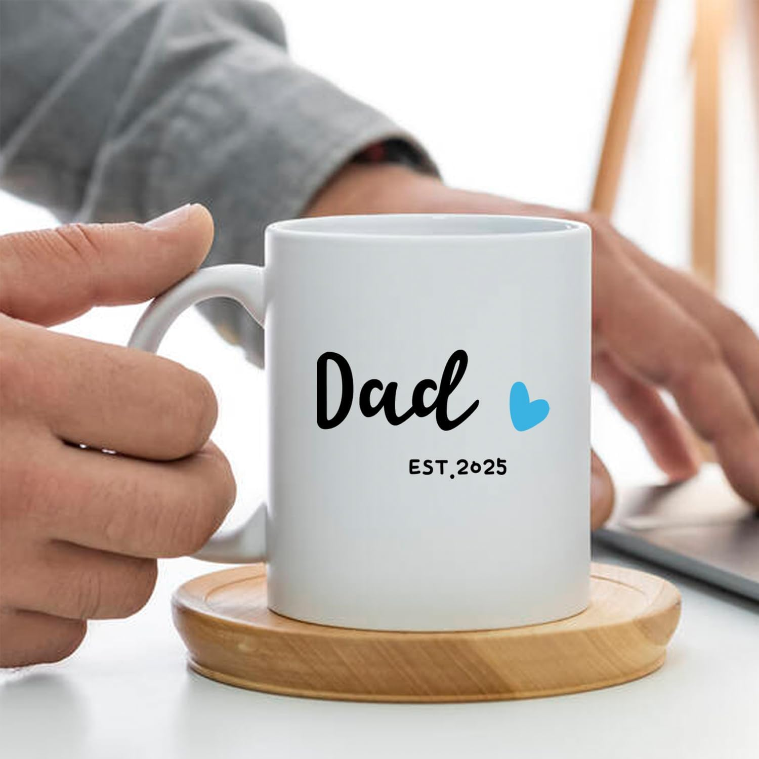 Dad Est 2025 Coffee Mug, Father'S Day New Dad Gifts for Men Him, First Time Dads Cup, White 11 Oz image number 3