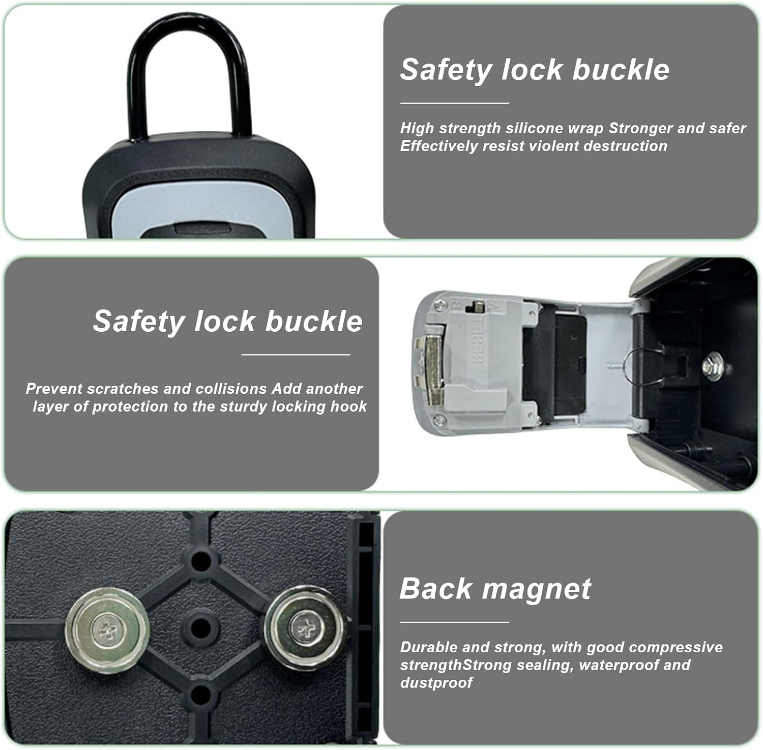 Ogetok Key Lock Box, Wall Mounted Key Safe Security Storage Box with Resettable Code for House Keys, Portable Combination Lockbox for Home, Office, Outdoor Garden, Store, Apartment, Black image number 2