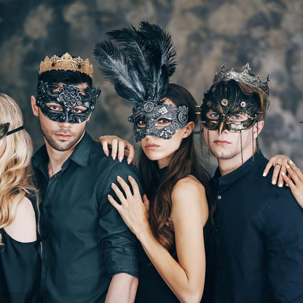 Eforcase King Crown for Men Royal Crown Costume Accessory Tiara Baroque Vintage Tiaras Birthday Party round Crowns image number 1