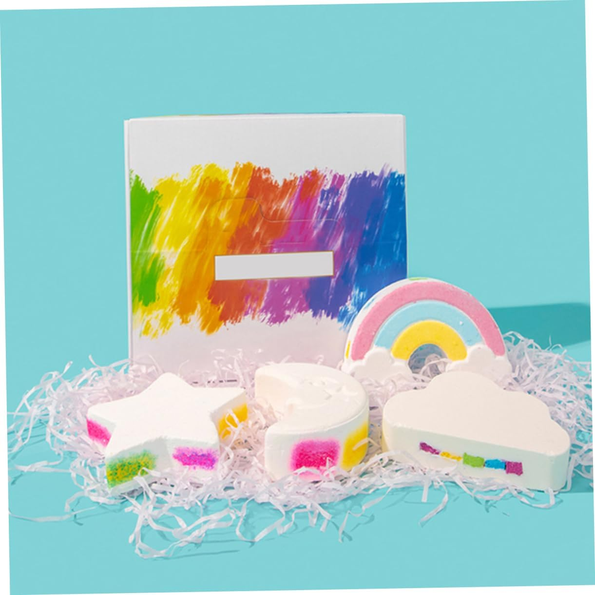 Healeved 4Pcs Rainbow Bath Salt Cute for Skin Care Exfoliating Moisturizing for Relaxing Foot Soaks for Friends and Loved image number 3