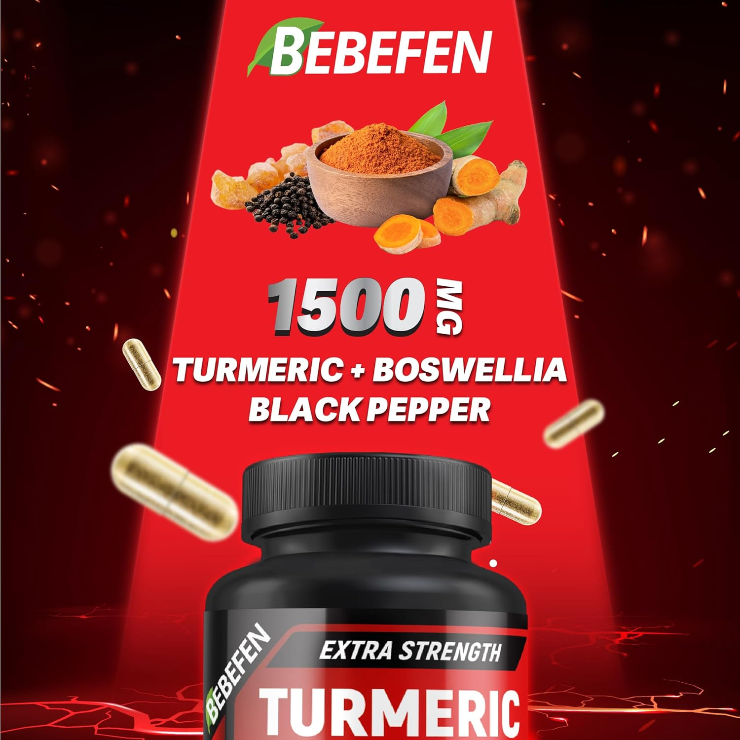 Turmeric Boswellia Extract Supplement - Extra Strength Boswellia Serrata with Turmeric Curcumin - 95% Curcuminoids and 65% Boswellic Acid - Vegan Pills - 60 Tumeric Caps