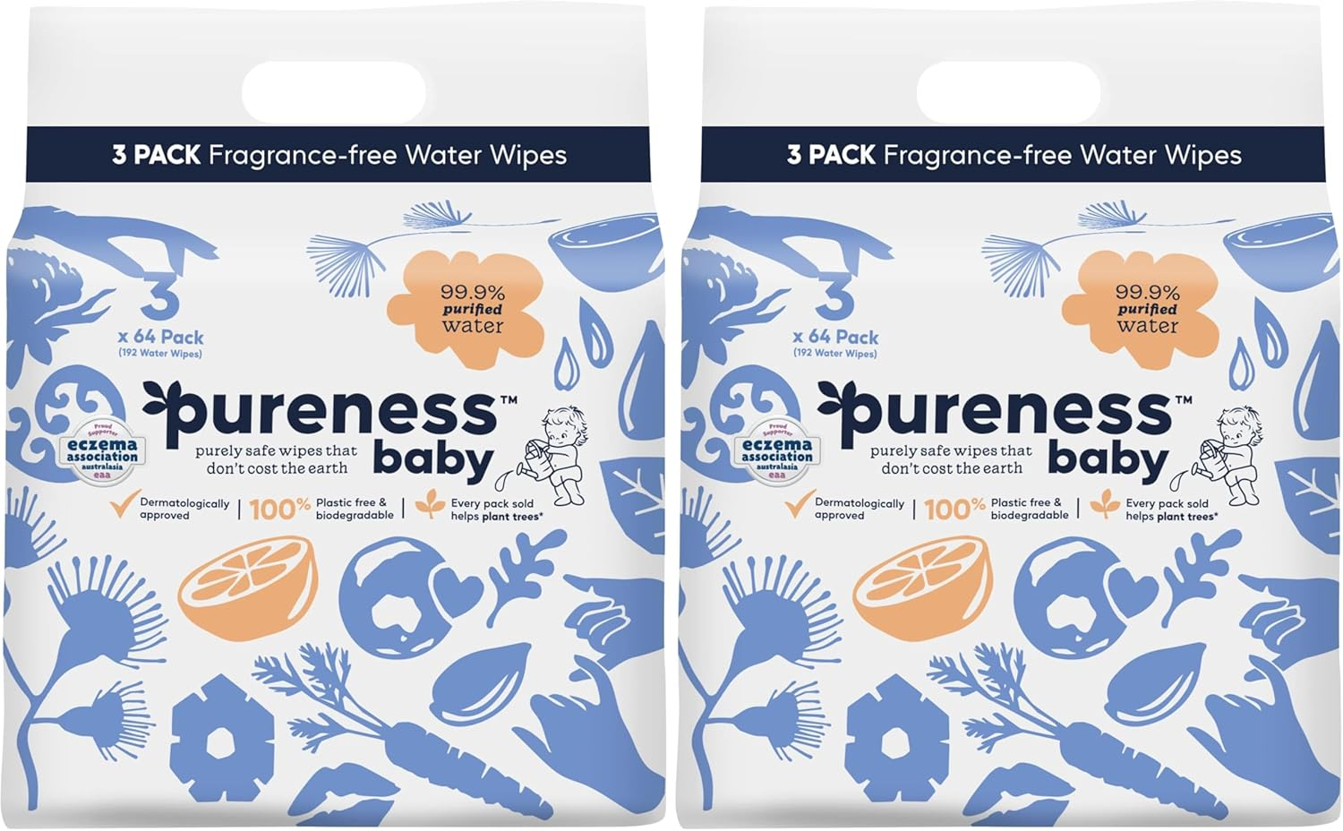 Pureness Baby Biodegradable Plastic Free Sensitive and Newborn Skin Mega Value Wipes, Pack of 12, 768 Wipes image number 4