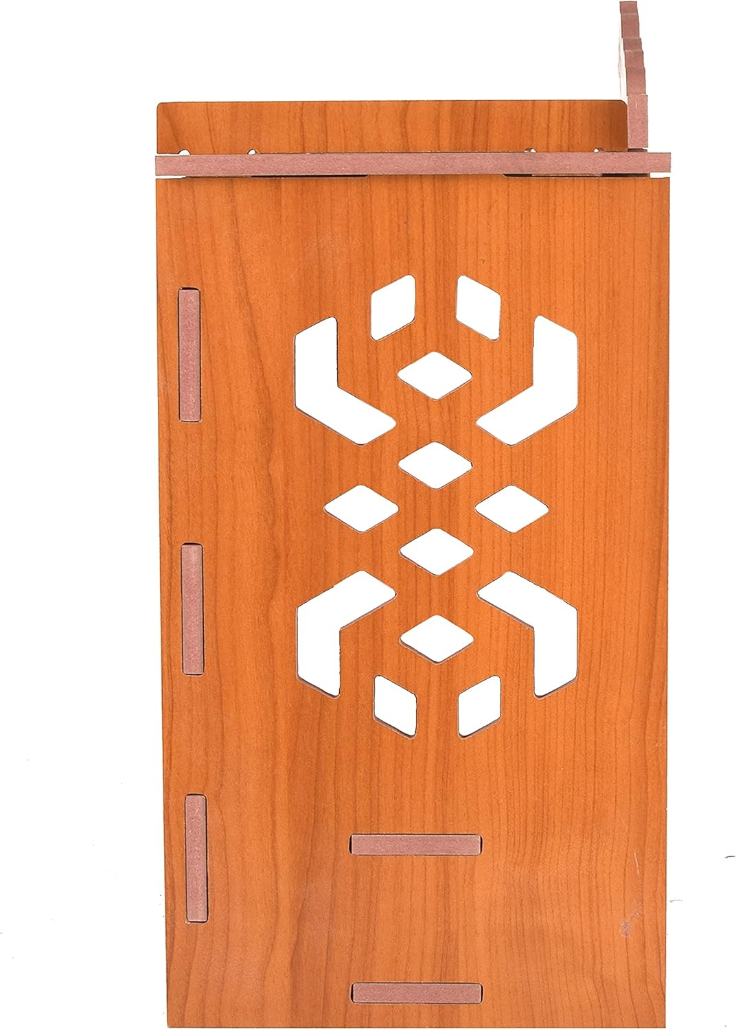 Praha Pooja Mandir for Home Wall Hanging MDF Wooden Temple with Door (Orange) image number 5