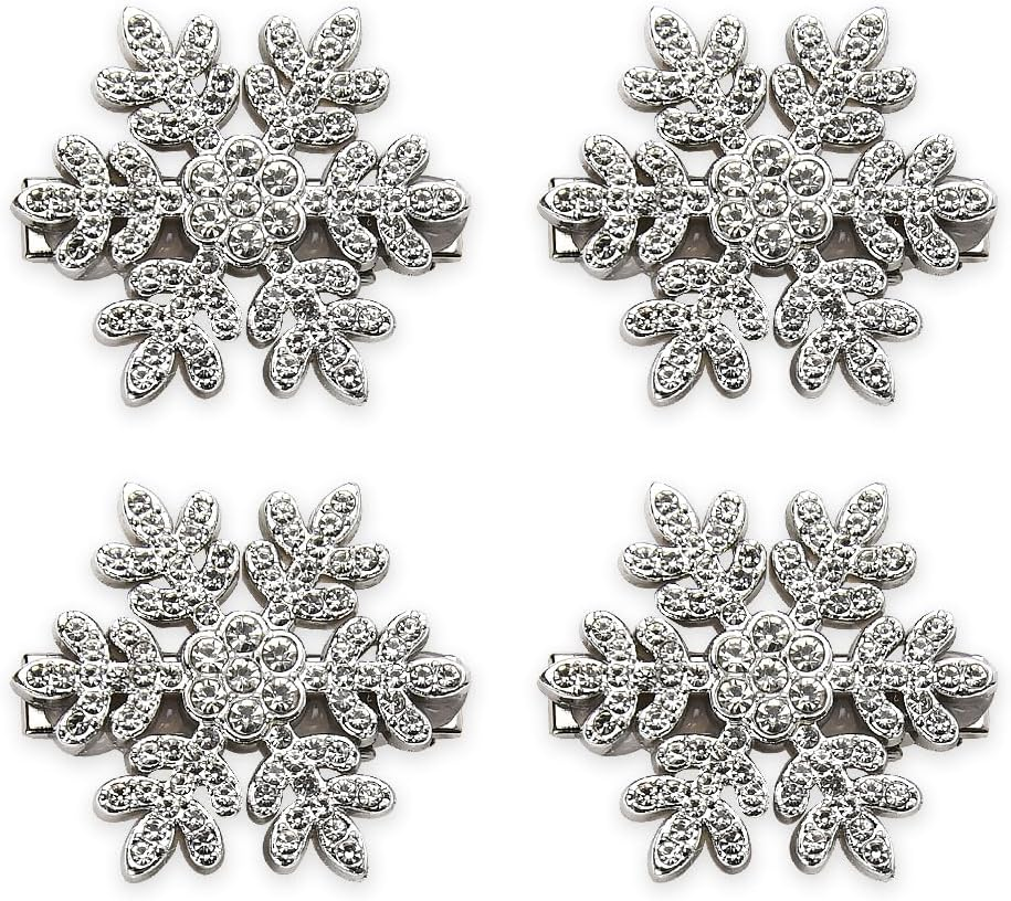 Snowflake Hair Clip Sparkly Rhinestone Hair Accessories for Girls Christmas Hair Barrette Hairpins for Wedding Bride Holiday Christams Party Metal Alligator Clip for Hair 4PCS image number 1