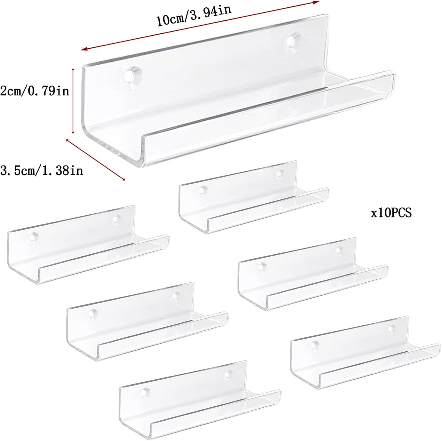 Acrylic Record Album Holder Shelves, 3.94 Inchclear Acrylic Album Record Holder Display Shelf, Vinyl Record Shelf Wall Mount, Display Your Daily LP CD Collection image number 3