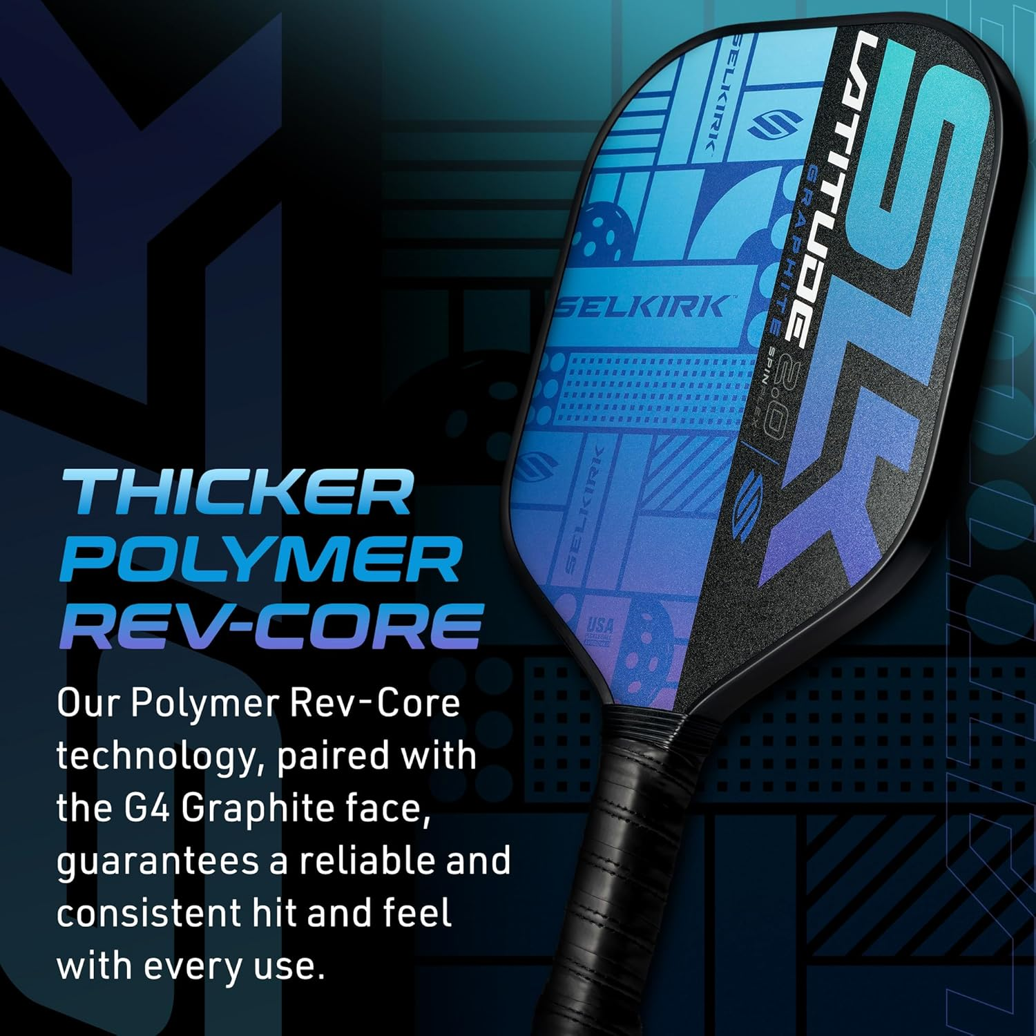 SLK Latitude 2.0 Pickleball Paddle | G4 Graphite Pickleball Paddle Face | Rev-Core+ Technology with Spinflex Surface | Redesigned for Performance and Control image number 4