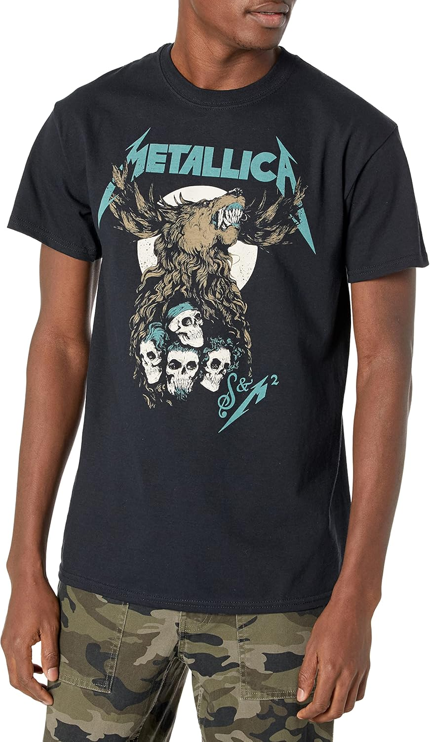 Metallica Unisex-Adult Standard Official S&M2 Moose Skull T-Shirt
