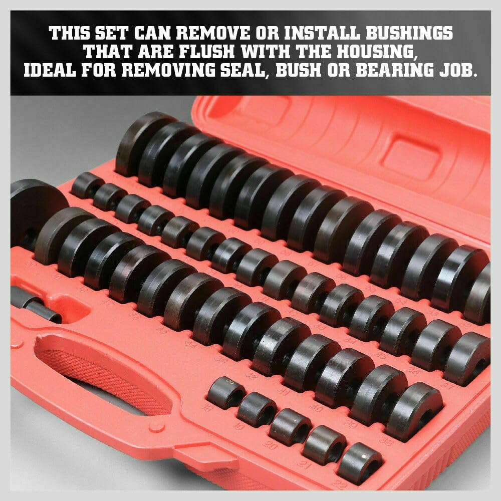 HORUSDY 52-Piece Custom Bushing Driver Set, Bearing and Seal Driver Transmission Bushing Removal Puller Bearing Press Tool Kit for Installing or Removing Wheel Bearings,