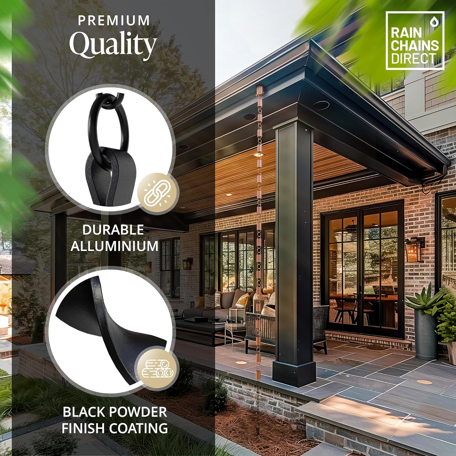 Rain Chains Direct - Rain Chain Ground Anchor/Stake - Aluminum - Black Powder Coated - for Rain Chains image number 1