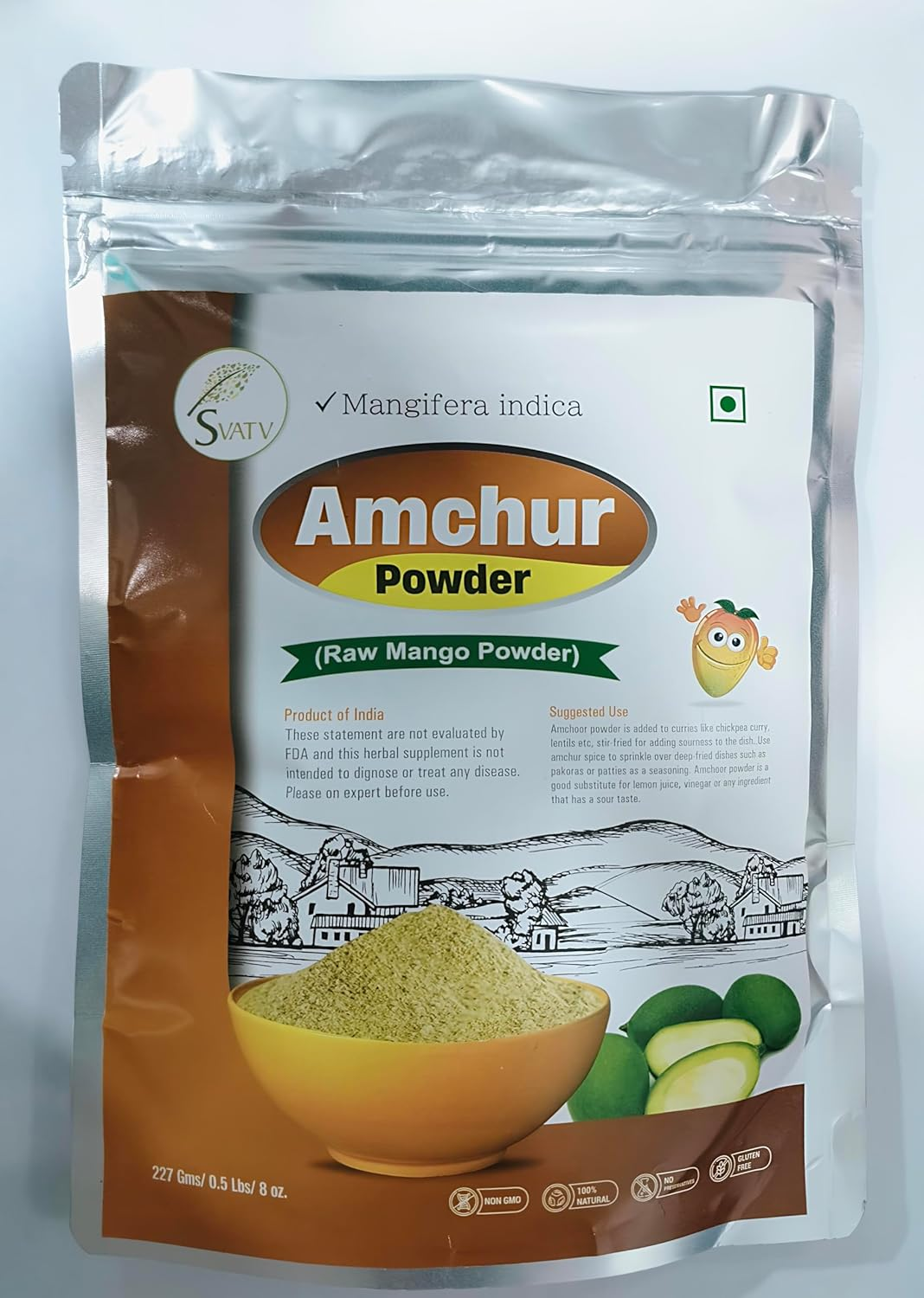 SVATV Amchur Powder (Amchoor) | Dried Mango Powder Curries or Tangy Flavour | Natural Seasoning for Indian Cuisine - 227G, 8Oz, Half Pound image number 1