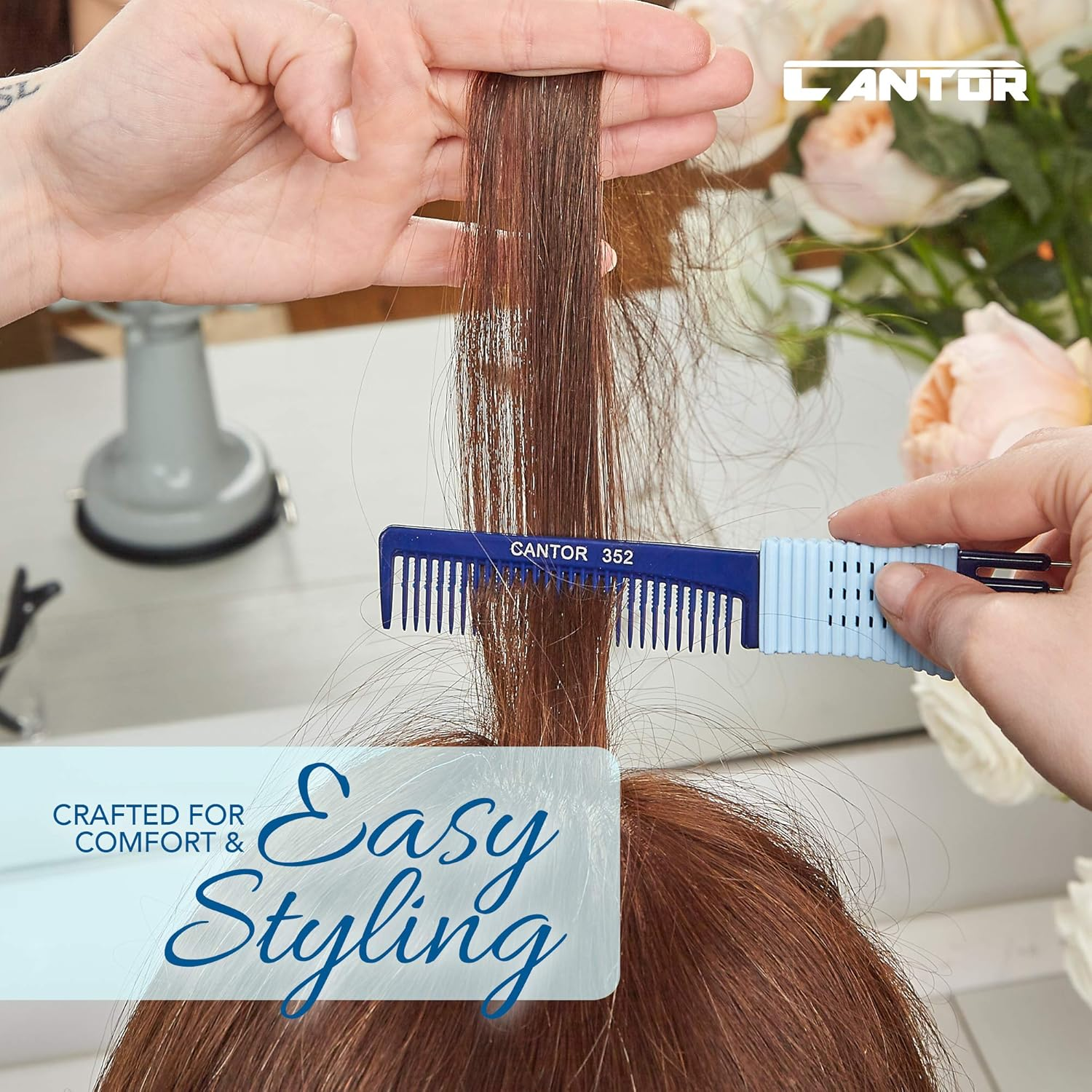 Lift Teasing Comb and Hair Pick - 2 Pack, Five Stainless Still Lifts - Chemical and Heat Resistant Detangler Gripper Comb - anti Static Comb for All Hair Types - by Cantor