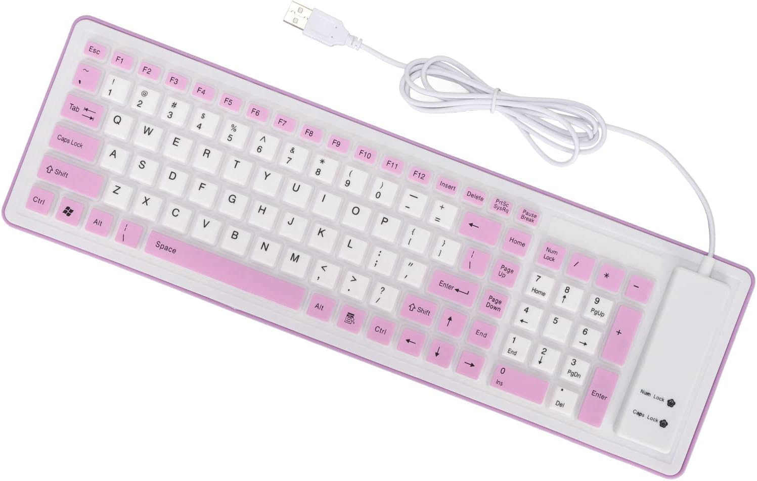 103 Keys Foldable Silicone Keyboard USB Wired Rollup Keyboard Roll up Soft Rubber Silicone Keyboard for PC Notebook Laptop Desktop Computer (Blue)