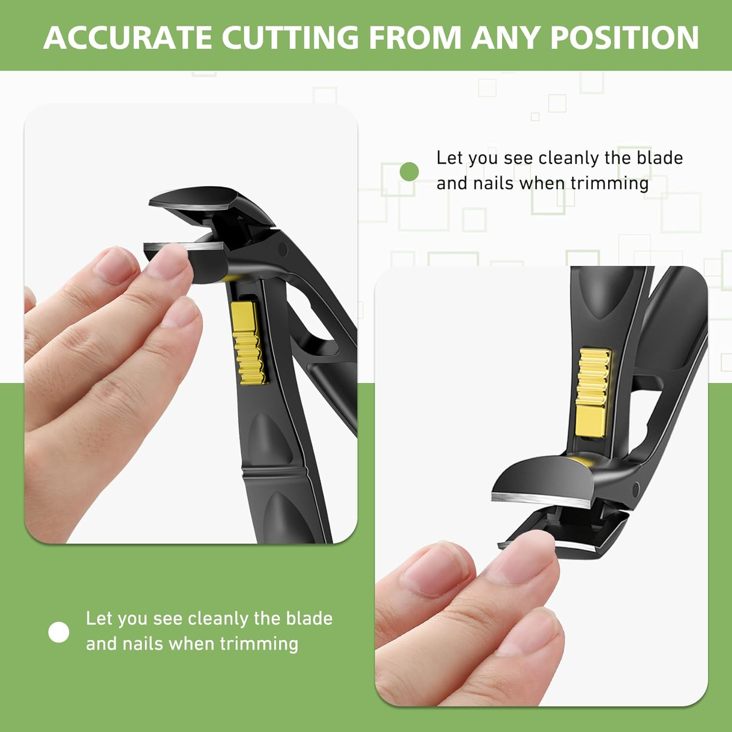 BALUCA Curved Cutting Jaw Toenail Clippers for Seniors for Thick Toenails, Ergonomic Large Toe Nail Clippers for Men, Long Handle Fingernail Clipper Cutter with Catcher - Black image number 2