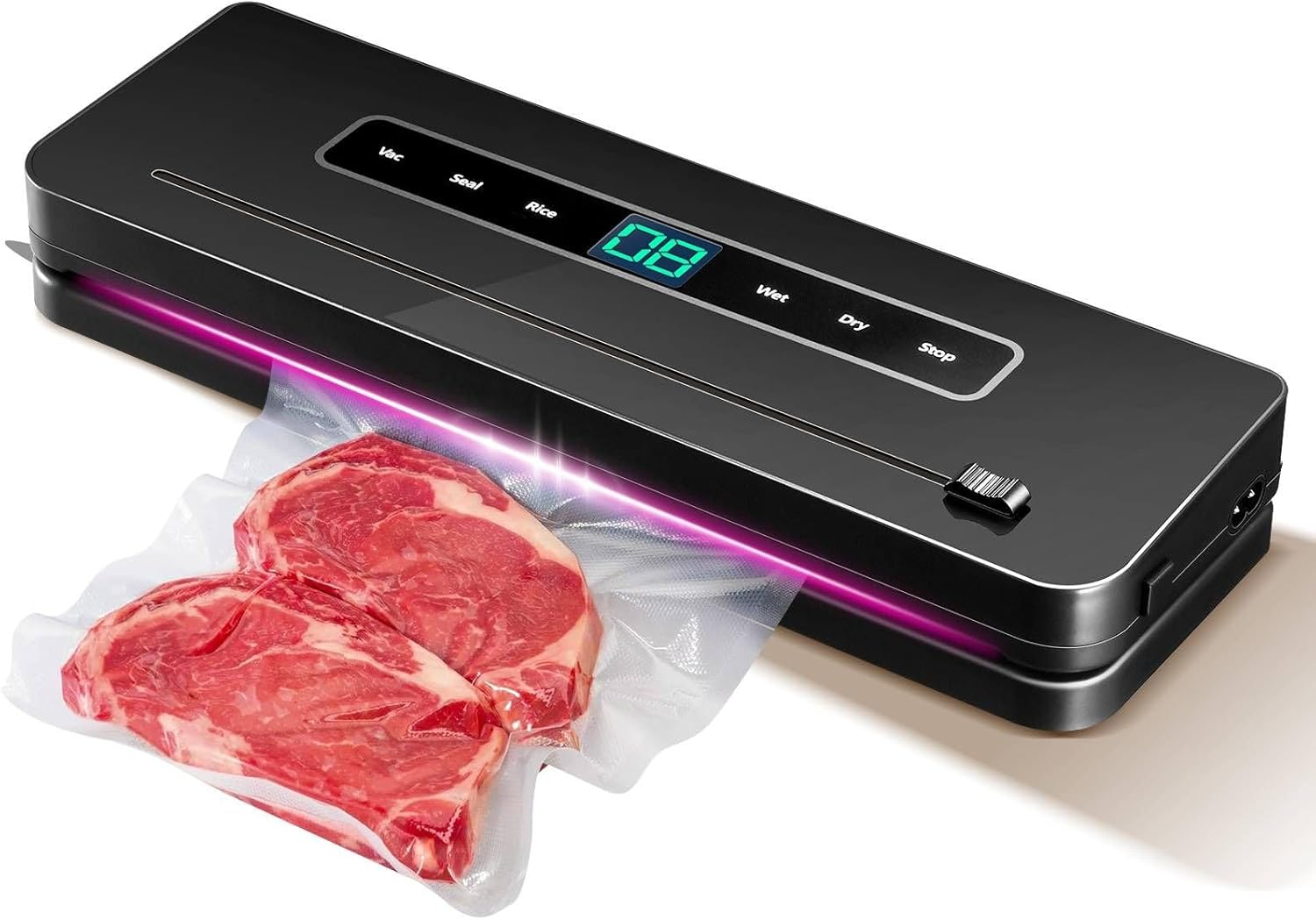 80Kpa Vacuum Sealer Machine Fresh Meat Dry Wet Food Saver Storage Machine Heat Packing120W Countertop Automatic Airtight with Bags
