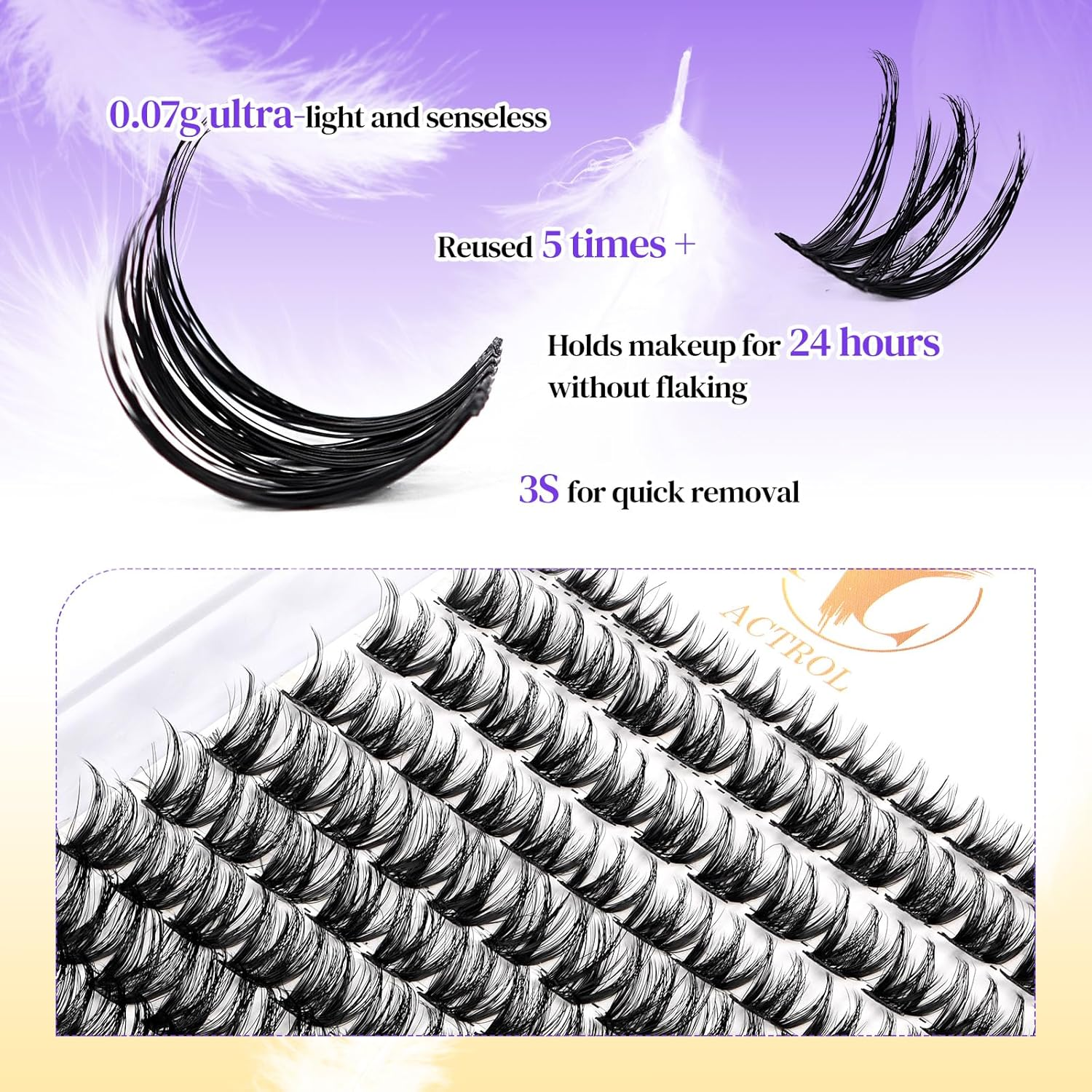 ACTROL Individual Eyelash Lashes Clusters ACT-B 0.07 12-18Mm Mix D Curl - Natural & Bold Volume Lashes, Reusable DIY Lash Extensions for Customized Looks - Hypoallergenic & Cruelty-Free image number 2
