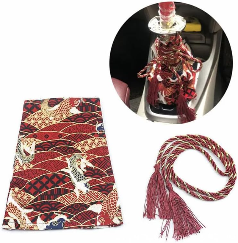 Shift Knob Dust Cover Ancient Antiquity Element Manual Gear Shift Knob Boot Dust Cover with Rope for Car Truck Shift (Rad, 21 * 17CM) image number 1