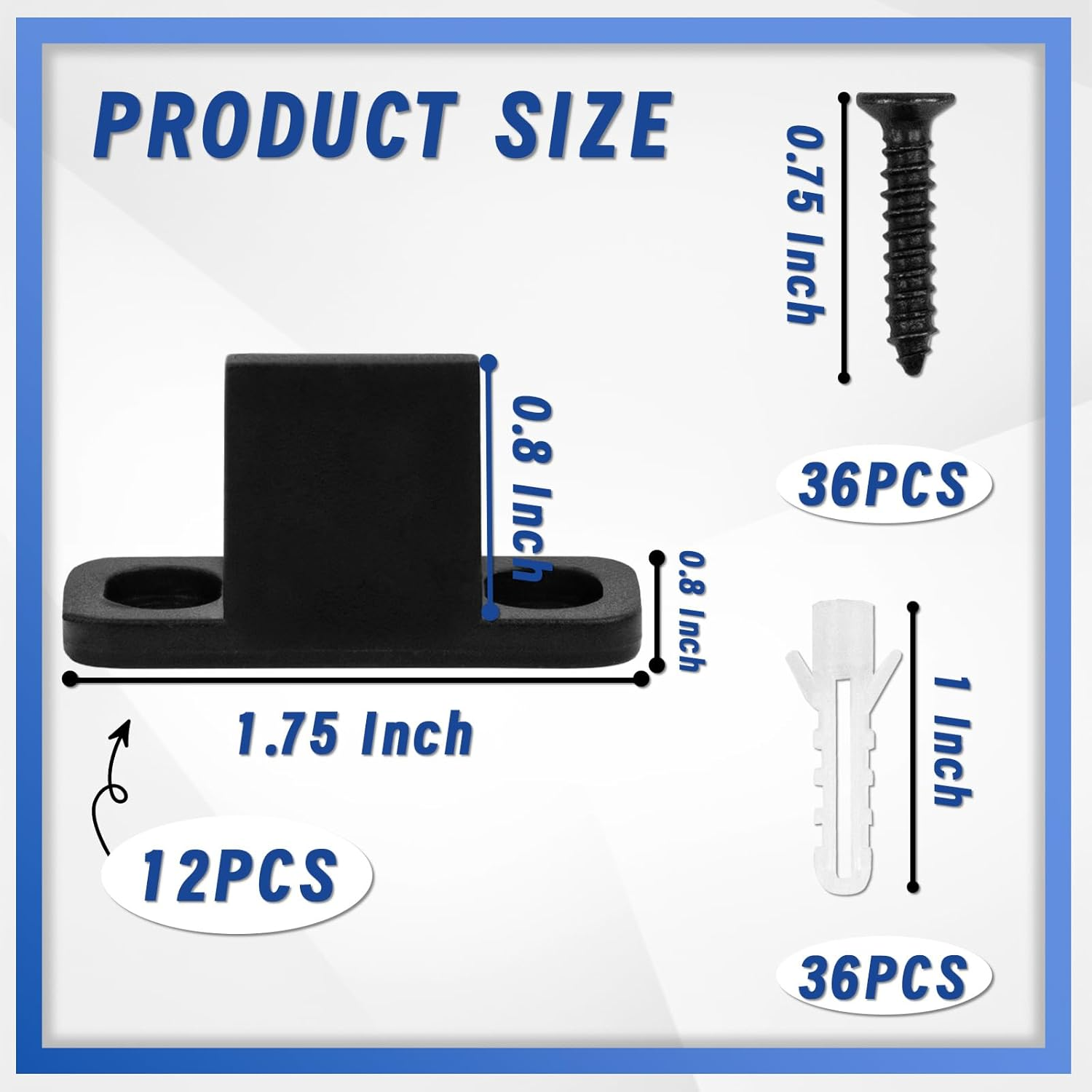 12 Pieces Sliding Barn Door Floor Guides Closet Hardware Plastic, Black Plastic Track Guide for Sliding Doors Including Pocket with Screws and Bypass, Adjustable L Shape Brackets for Sliding Doors