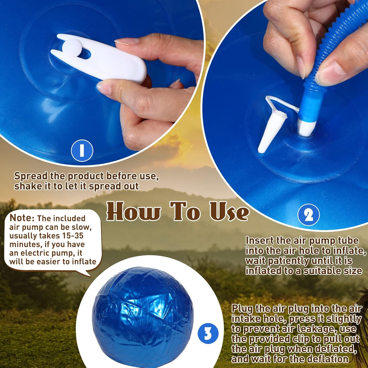 Sotiff 2 Pcs 40 Inch Horse Ball for Play Large Horse Ball Big Equine Herding Ball anti Burst Dog Soccer Ball Giant, Pump Included(40 Inch,Blue) - Blue image number 6