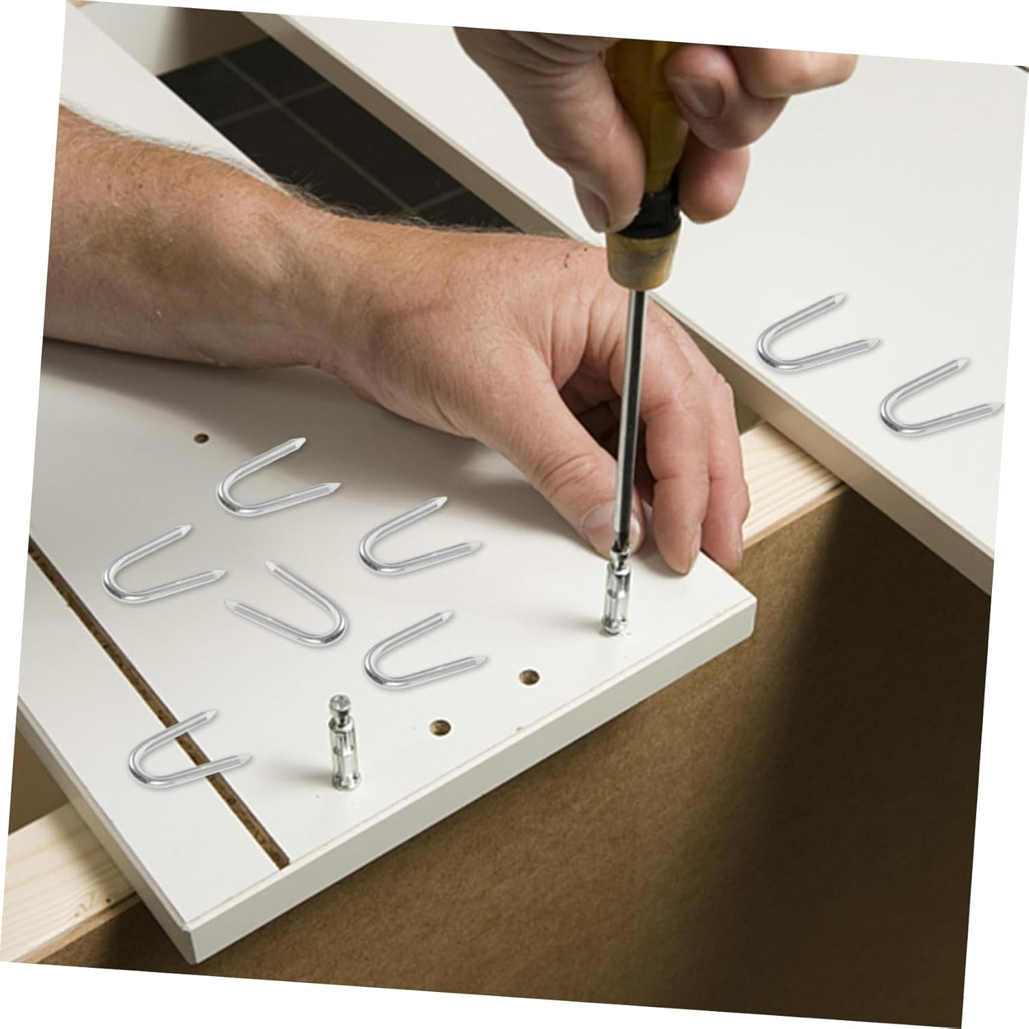 50Pcs Iron Nail Wire Mesh U Shaped Nails Metal U Stakes for Garden Fences Outdoor Plant Support Fence Stake image number 4