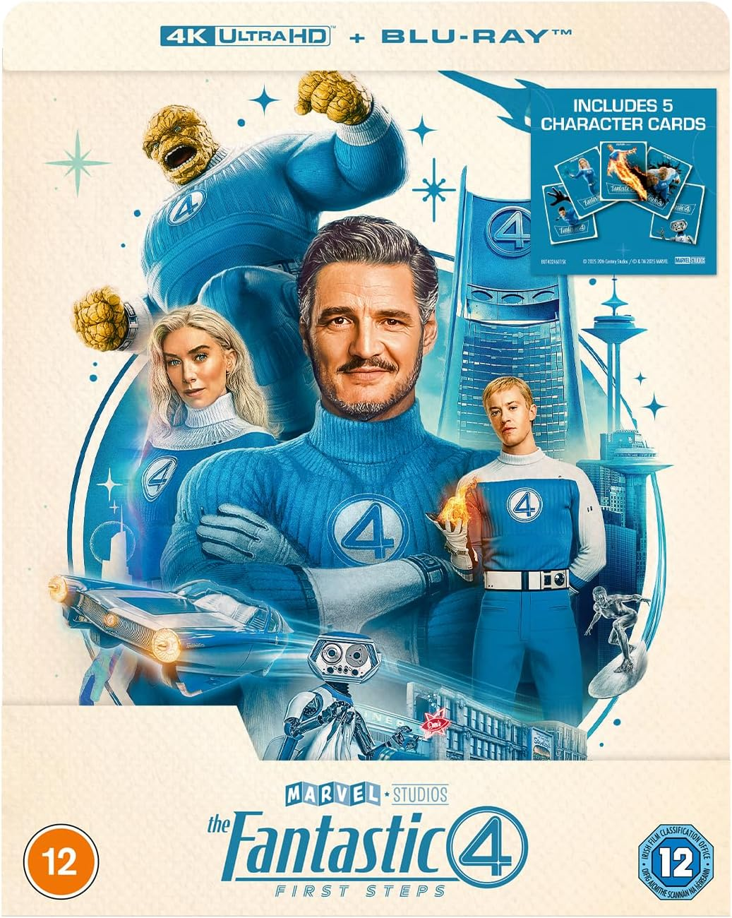 Marvel Studios' the Fantastic Four: First Steps 4K Ultra HD/BD Steelbook (With 5 X Collectible Character Artcards) [Blu-Ray] [Region Free]