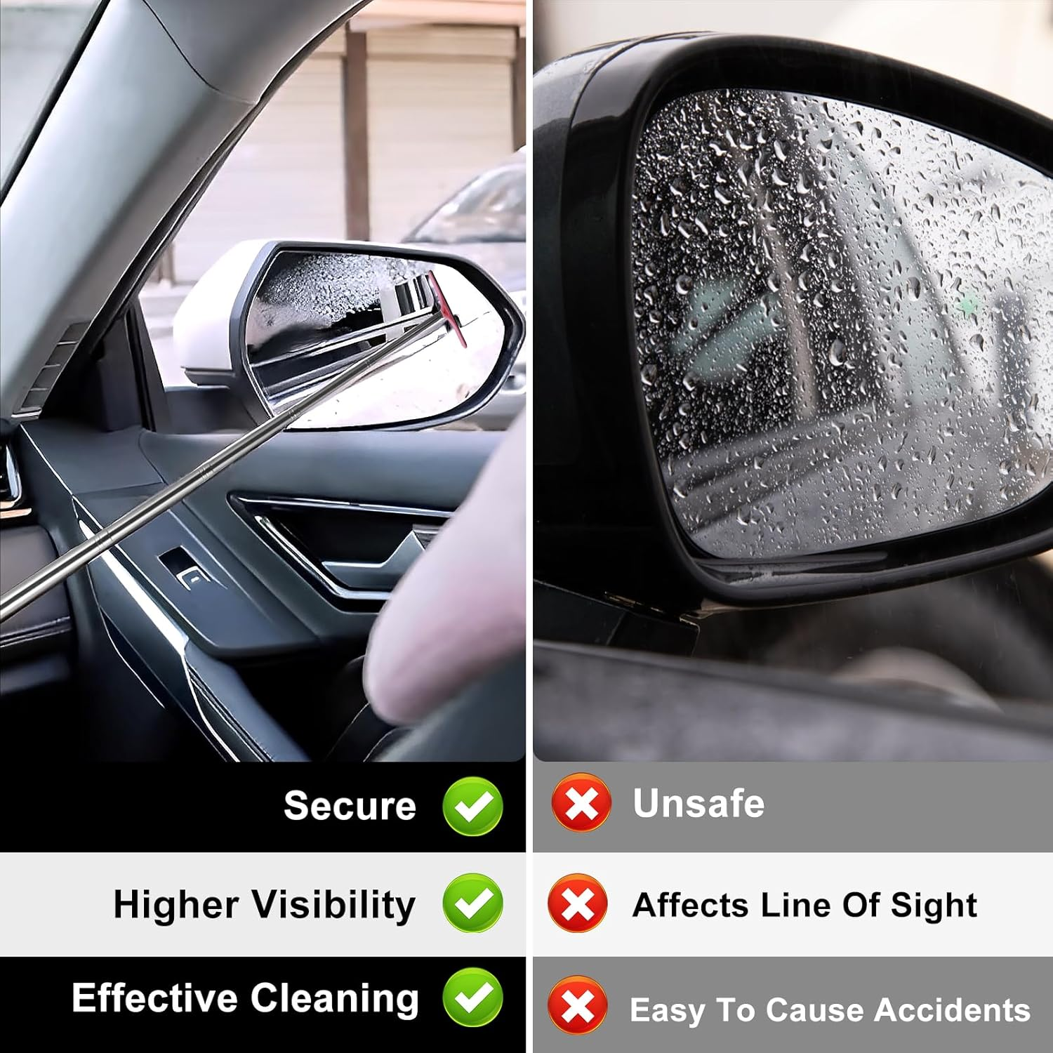 3 PCS Side Mirror Squeegee, 38.5 Inch Car Mirror Squeegee,Retractable Car Rearview Mirror Wiper,Portable Car Cleaning Tool for Rainy Foggy Weather, Car Windshield Wiper Universal Car Accessories image number 2