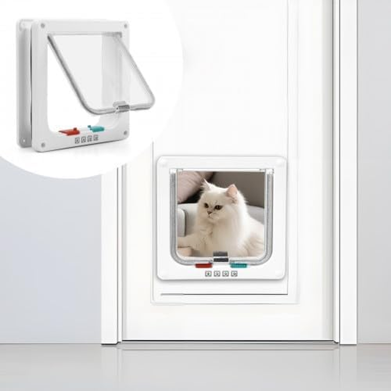 Cat Flap, 4-Way Locking Large Cat Door, Room Door, Weatherproof Cat Door, Cat Doors for Thin Door and Wall, Dog Door Window Magnetic Closure for Pets, Indoor Outdoor Door (M) image number 3