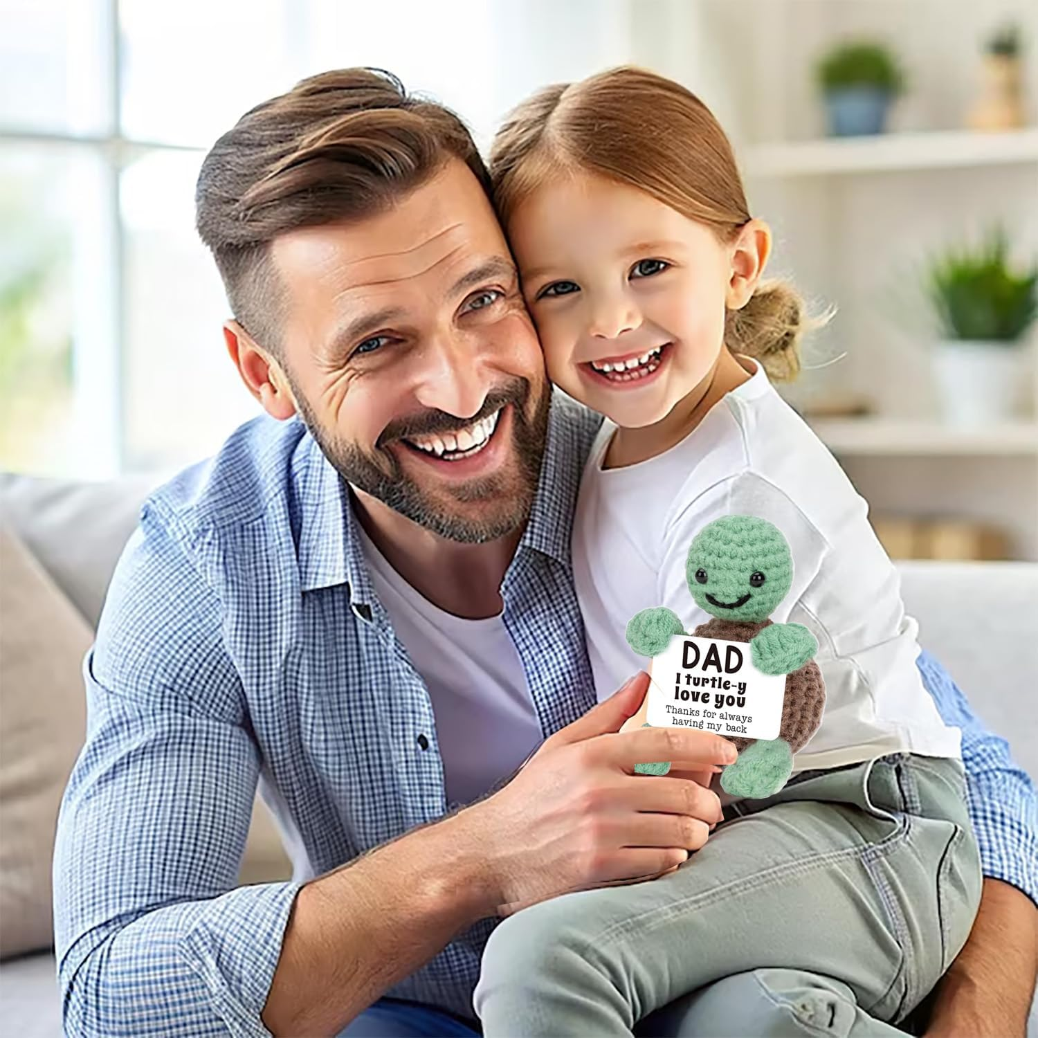 Handmade Crochet Mini Funny Turtle Birthday Gifts Fathers Day, Papa, Father in Law, Step Papa Father, Funny I Love You Dad Present Emotional Cute D&eacute;cor image number 5