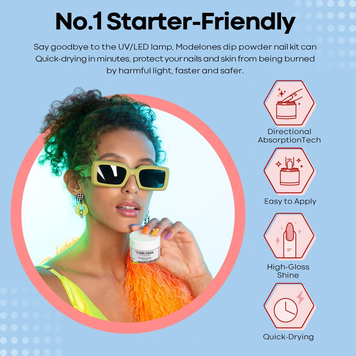 Modelones Dip Powder Clear Color, Nail Dipping Powder French Nail Art, 28+ Long-Lasting Build Powder Pro System Salon DIY at Home No Needed Lamp Cured image number 1