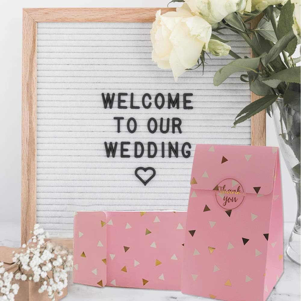 Paper Goodie Bags Pack of 24 - Party Favor Bags, Pink Treat Bags with Gold Foil for Parties, Baby Shower, Wedding and Bridal Showers, Stickers and Sealer Included image number 6