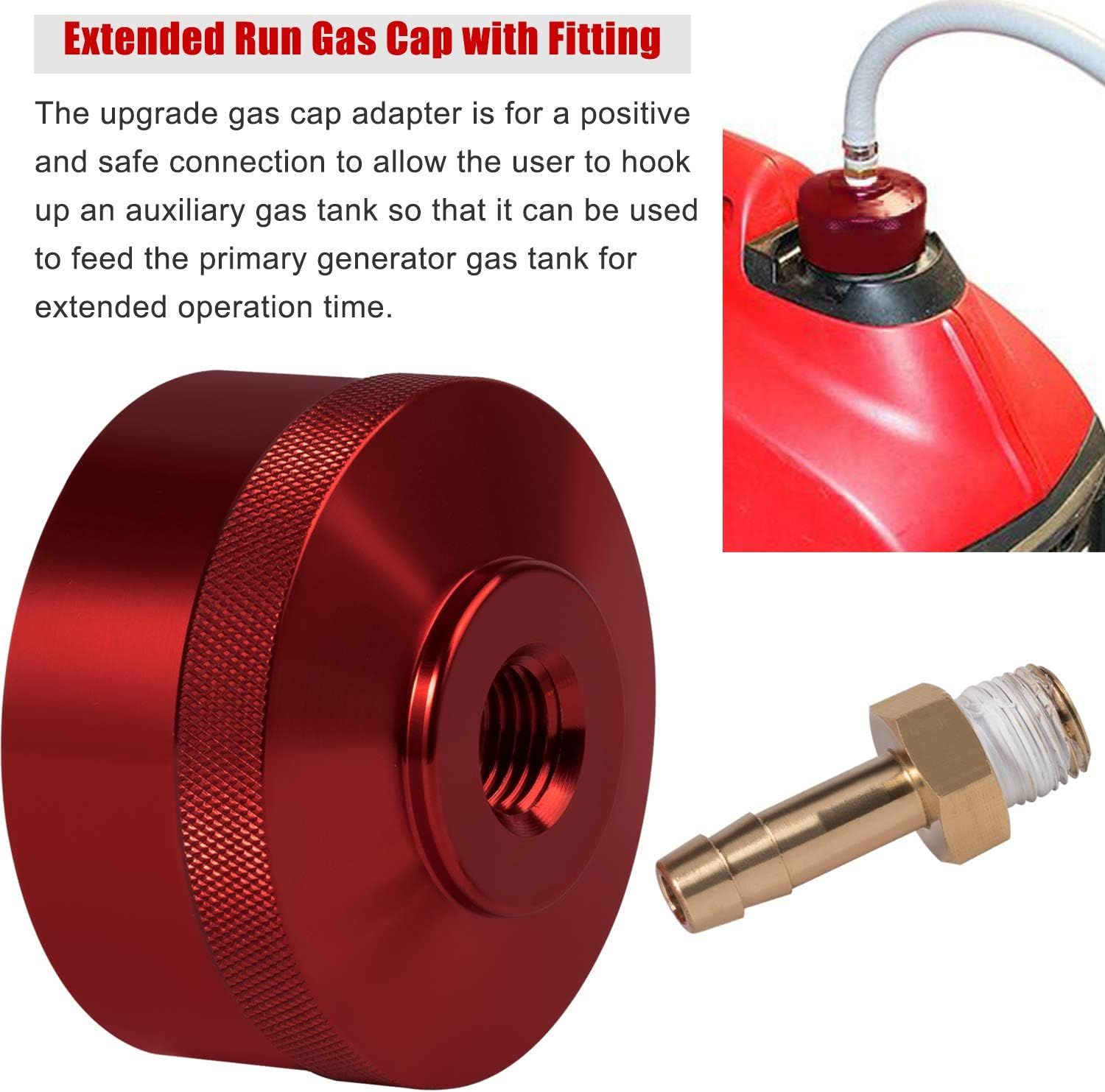 For Honda Eu3000I Eu2000I Eu1000I Generator Extended Run Gas Cap, Mess Free Oil Change Funnel & Magnetic Oil Dipstick Aluminum Red (Set of 3)