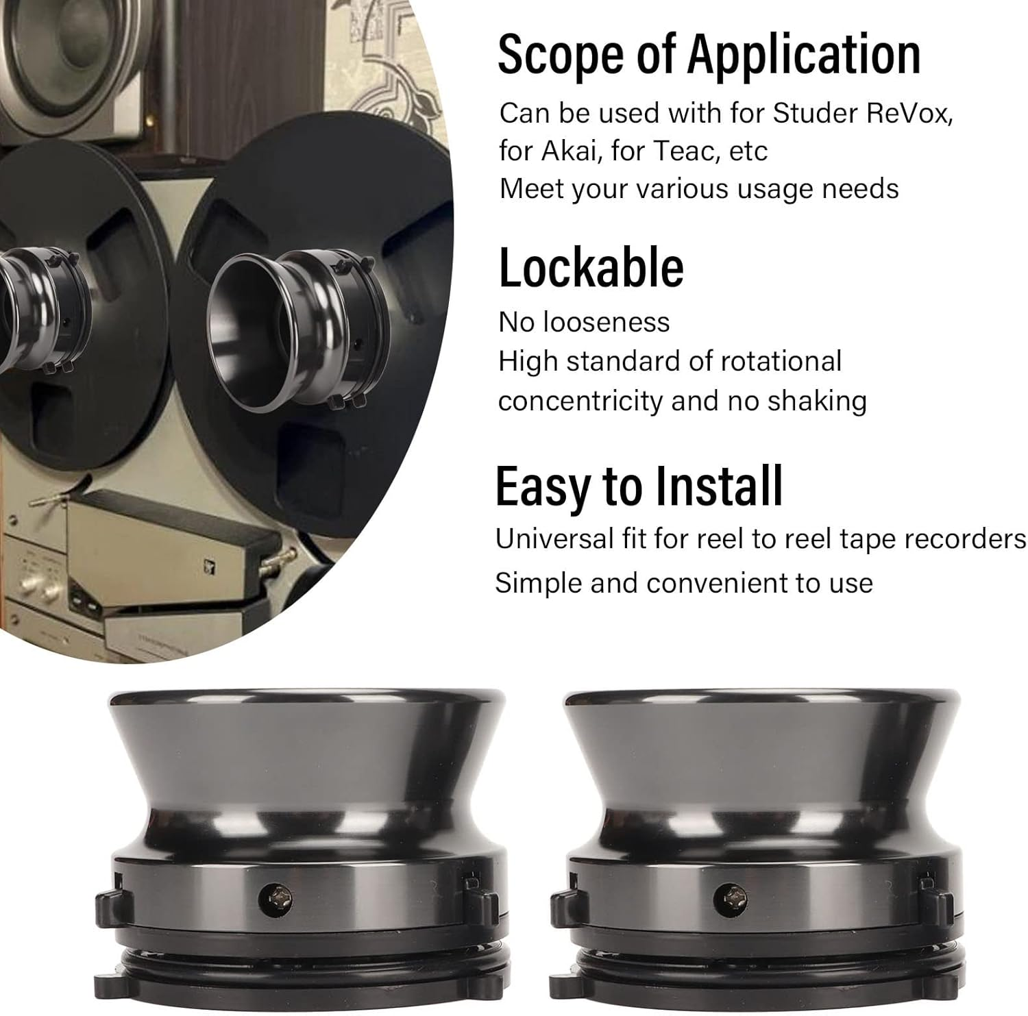 1 Pair Nab Hub Adapters, Professional Aluminium Alloy Polished 10 Inch Opener, Universal Nab Hub Adapters for Studer Revox for Akai for Teac image number 1
