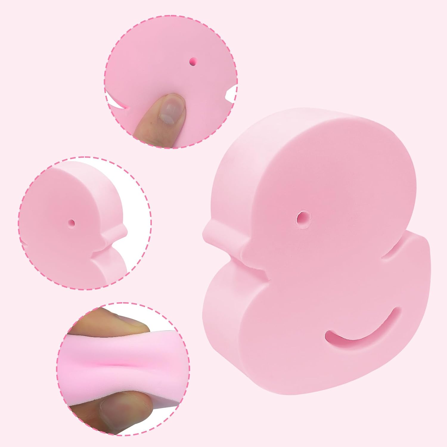 Biiange Soft Duck Shaped Bath Sponges, Reusable Shower Brush and Body Scrubber, Sponge Shower Scrubber for Women Adults (2Pcs, Pink)