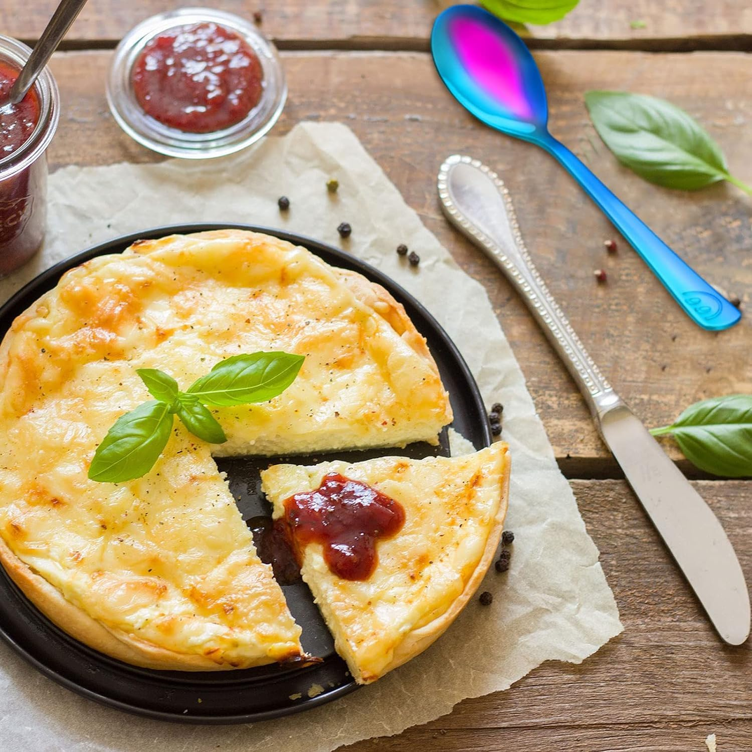 8 Pieces Spoon and Fork Set, Rainbow Utensils Set, Flatware Set, Includes 4 Spoon and 4 Fork with Smile Mirror Polished for Daily Use image number 4