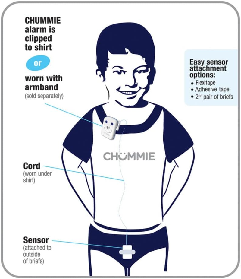 Chummie Premium Bedwetting Alarm for Deep Sleepers - Award Winning, Clinically Proven System with Loud Sounds, Bright Lights and Strong Vibrations, Blue