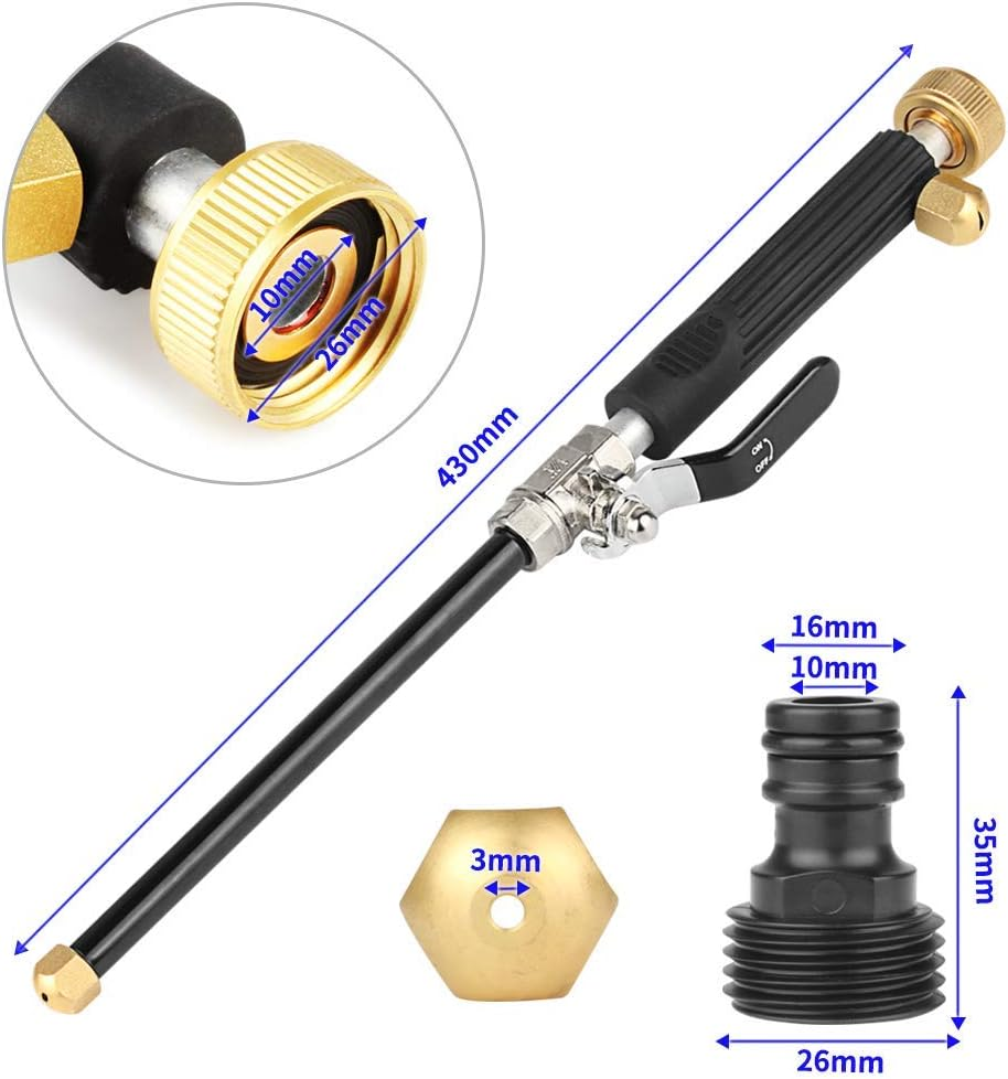 High Pressure Hose Nozzle for Garden Hose, Hydro Jet High Pressure Power Washer Wand, Portable Hydrojet High Pressure Power Washer with 2 Hose Nozzles for Car Washings and Garden Cleaning - Black (3 Nozzles) image number 4
