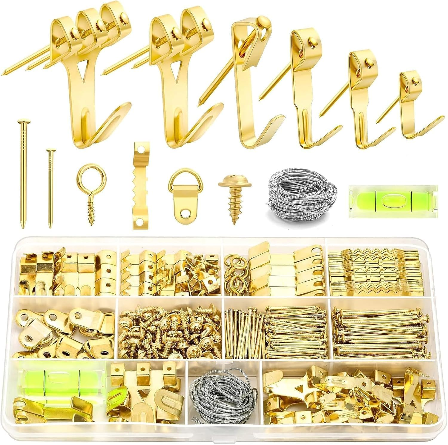 ETHEL 372 PCS Picture Hanging Kit, Indoor outside Picture Hangers, Heavy Duty Picture Frame Mirror Wall Hanging Hardware Hooks Kit with Nails Sawtooth for Hanging Picture (Hanging Kit-372, 3.8X4X2) image number 6